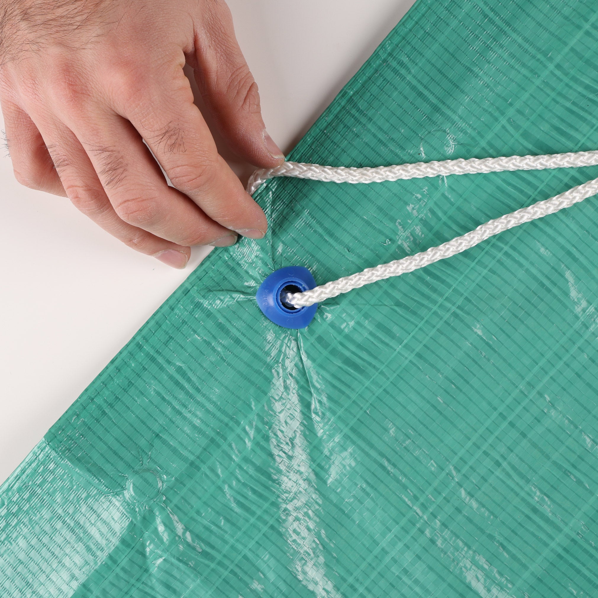 finished grommet in tarp